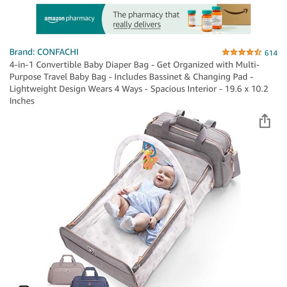 4-in -1 convertible baby diaper Bag